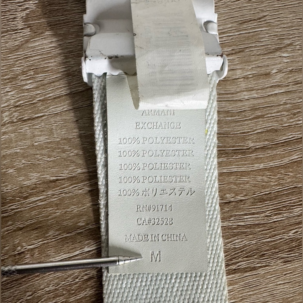 Armani Exchange Women M White Canvas Multicolor Belt - Picture 2 of 13